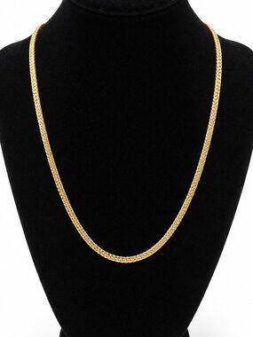 Vintage Ambassador Gold Tone Woven Chain Necklace 18" Korea